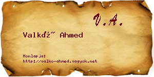 Valkó Ahmed névjegykártya